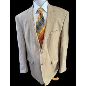 Pronto‎ Moda Super 140's Merino Wool Sand Brown Lana Lux Blazer Sz 48L Jacket